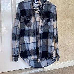 Garage blue hooded flannel size small good condition